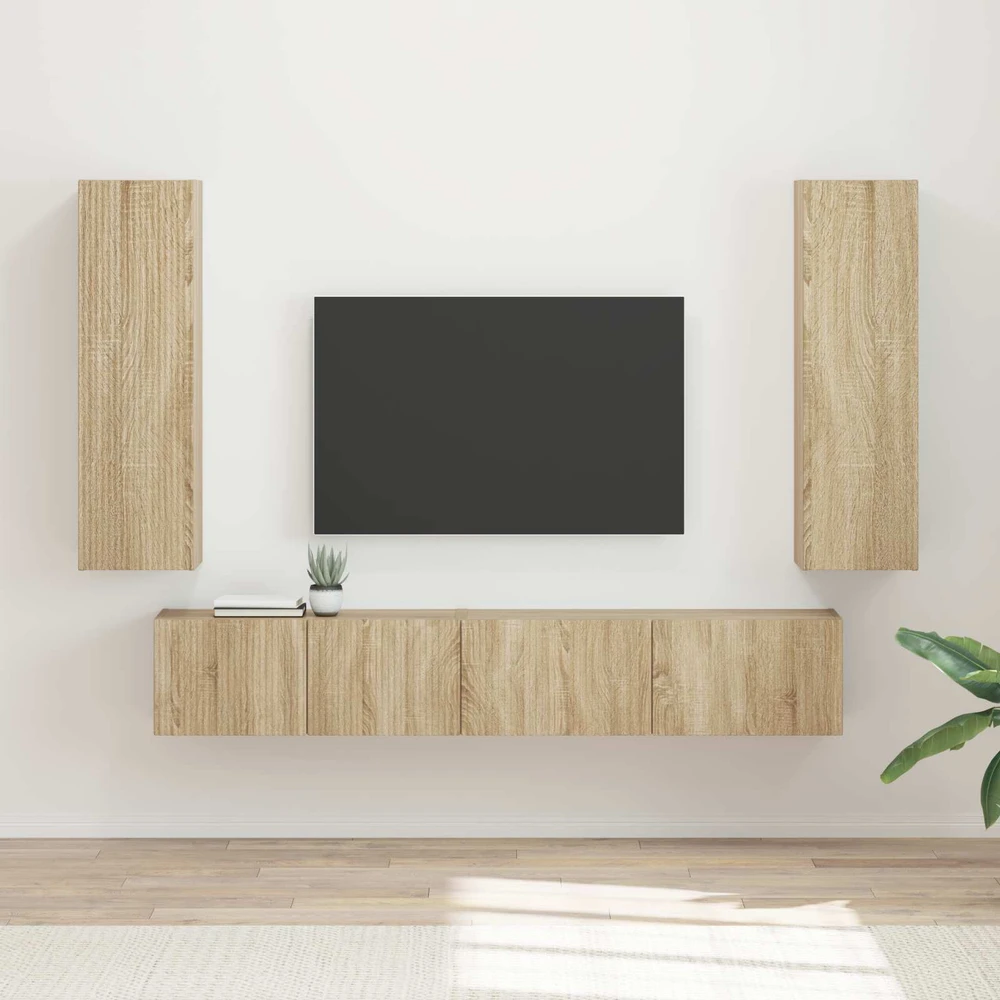 TV staliukas TV spintelių komplektas 3 vnt. Sonoma ąžuolas Apdirbta mediena