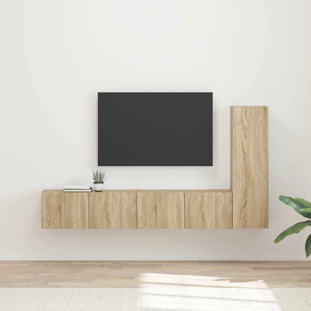 TV staliukas TV spintelių komplektas 3 vnt. Sonoma ąžuolas Apdirbta mediena
