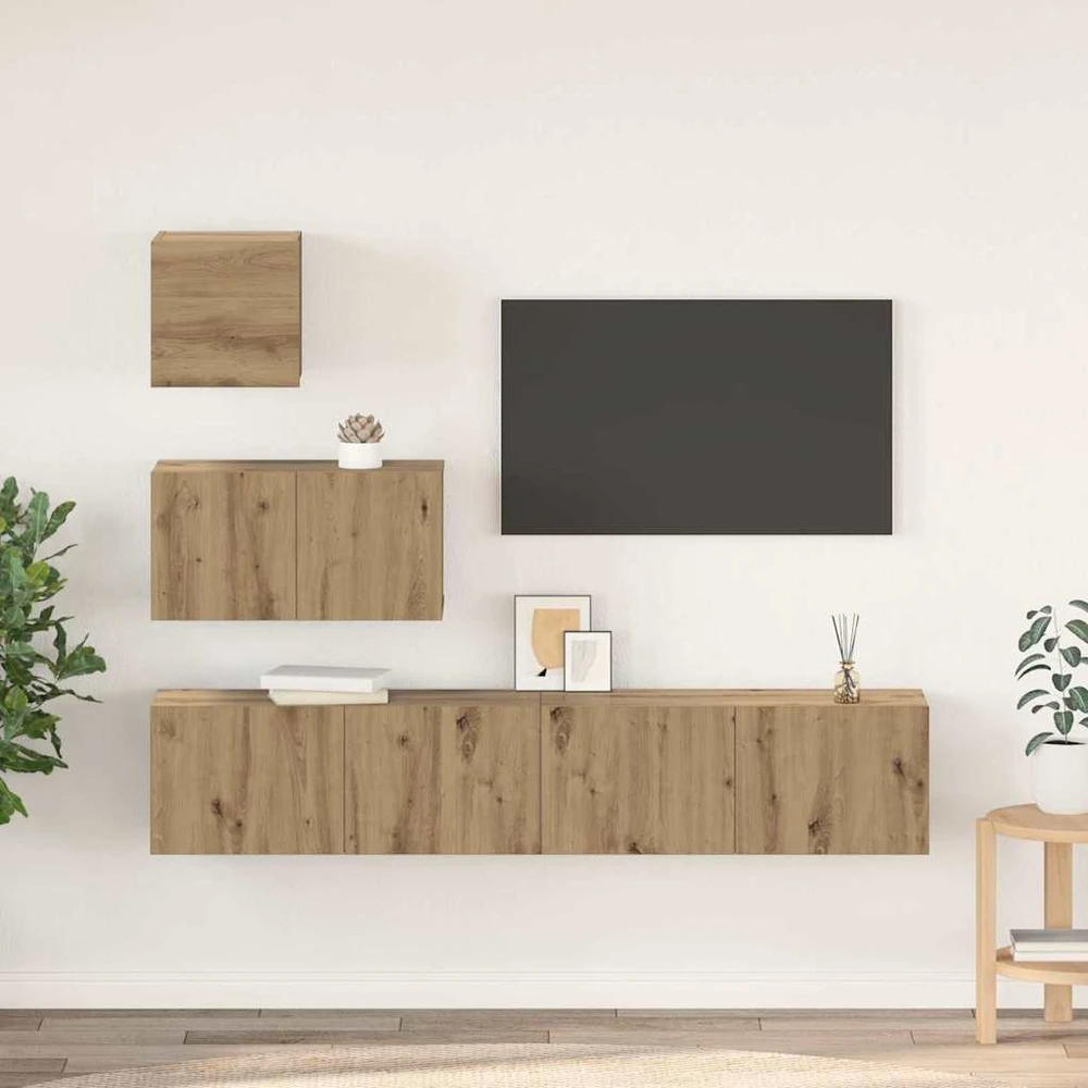 TV staliukas TV spintelių komplektas 4 vnt. Amatininkų ąžuolas
