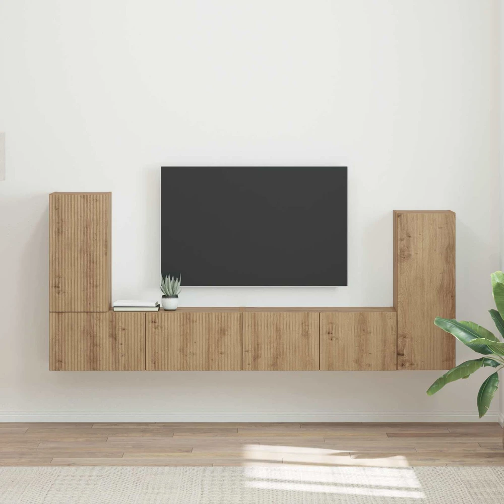 TV staliukas TV spintelių komplektas 4 vnt. Amatininkų ąžuolas
