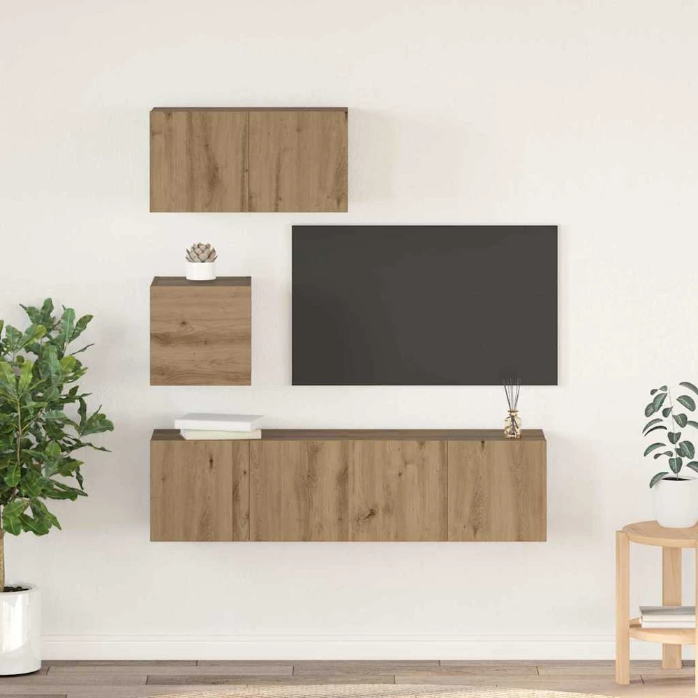 TV staliukas TV spintelių komplektas 4 vnt. Amatininkų ąžuolas