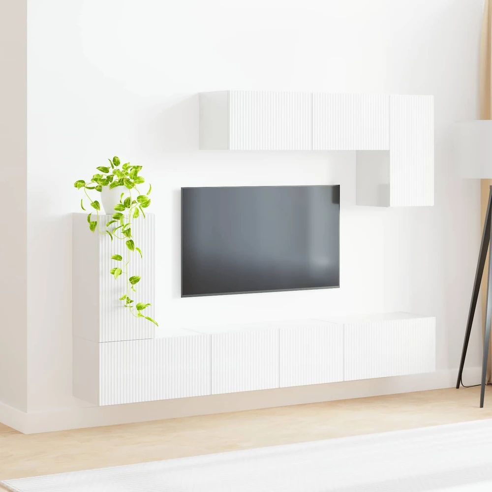 TV staliukas TV spintelių komplektas 4 vnt. Aukštai blizganti balta