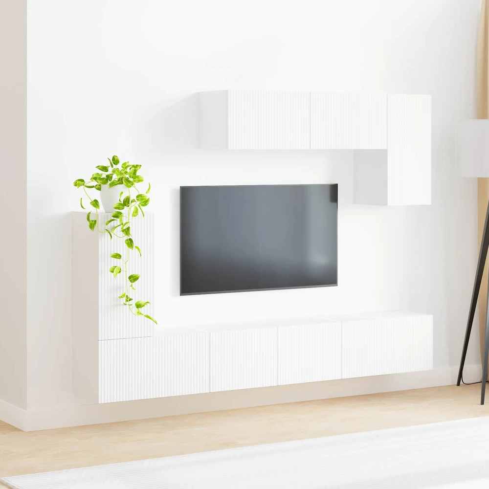 TV staliukas TV spintelių komplektas 4 vnt. Balta Apdirbta mediena