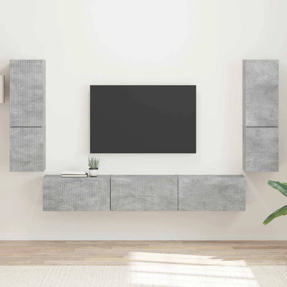 TV staliukas TV spintelių komplektas 4 vnt. Betono pilka Apdirbta mediena