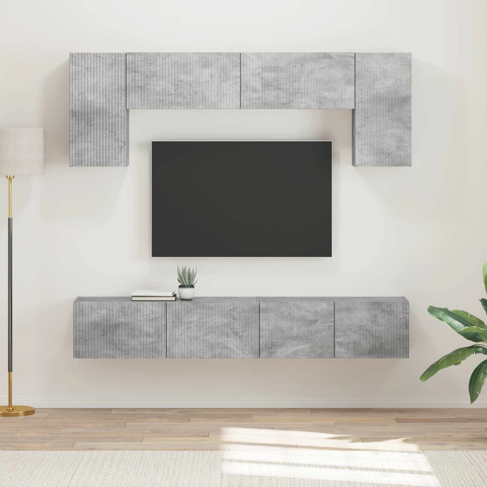 TV staliukas TV spintelių komplektas 4 vnt. Betono pilka Apdirbta mediena