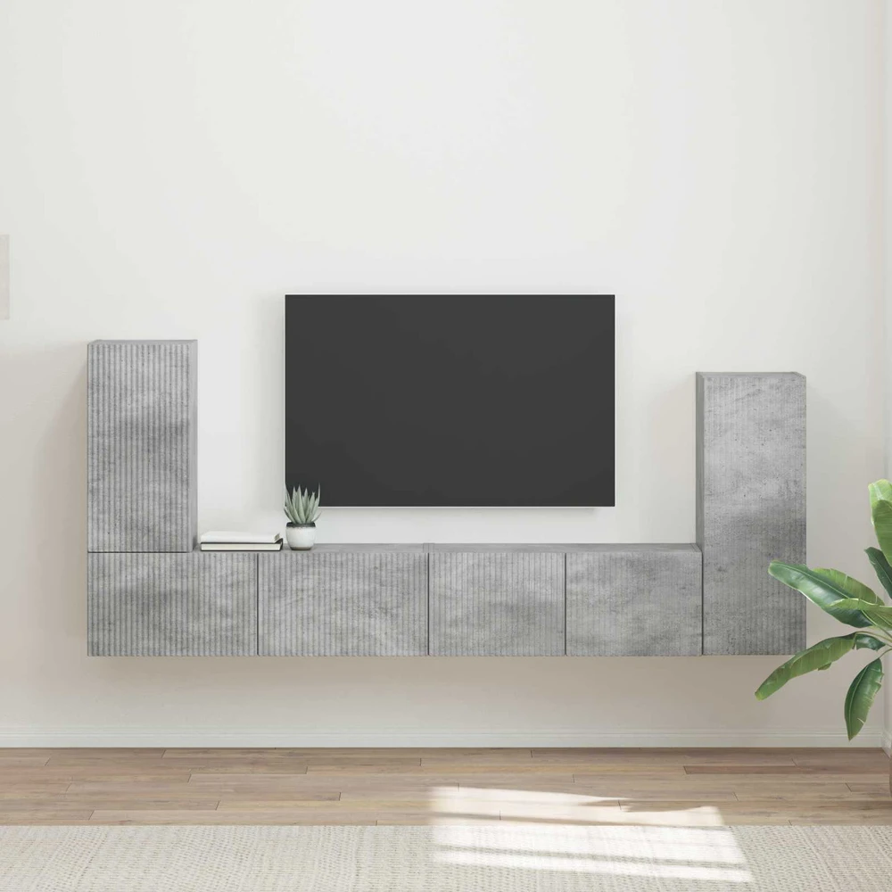 TV staliukas TV spintelių komplektas 4 vnt. Betono pilka Apdirbta mediena