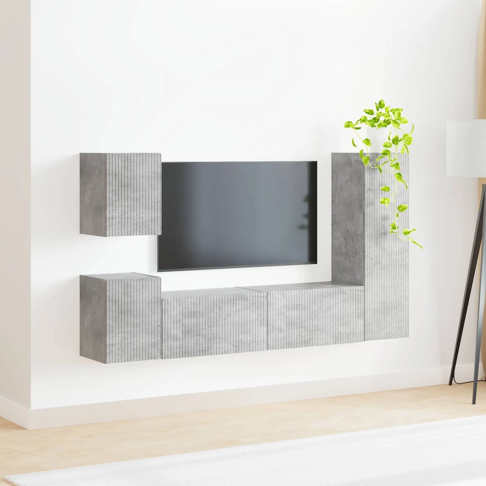 TV staliukas TV spintelių komplektas 4 vnt. Betono pilka Apdirbta mediena