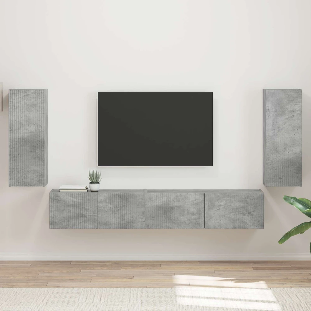 TV staliukas TV spintelių komplektas 4 vnt. Betono pilka Apdirbta mediena