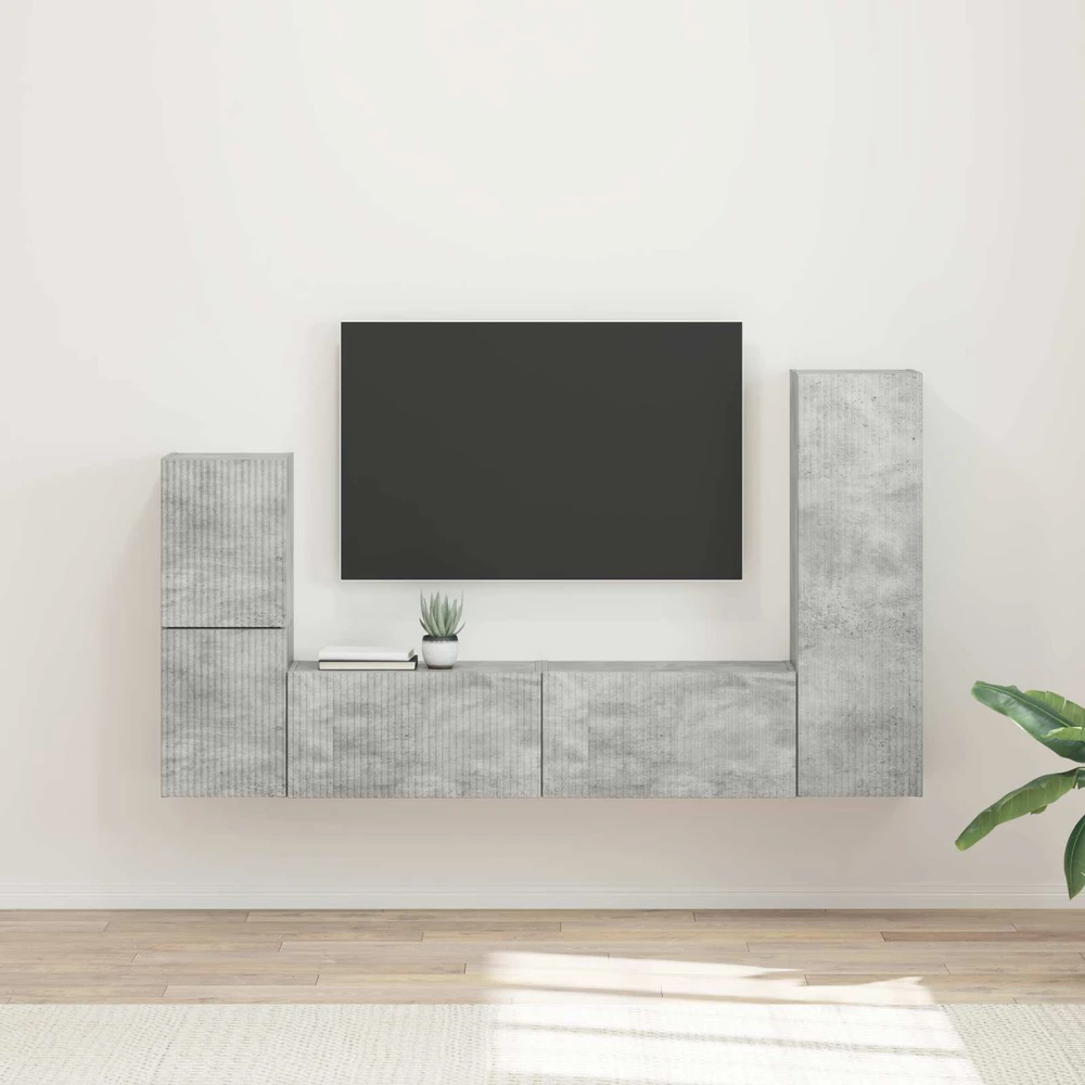 TV staliukas TV spintelių komplektas 4 vnt. Betono pilka Apdirbta mediena