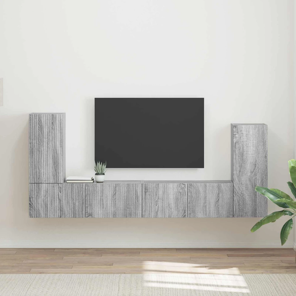 TV staliukas TV spintelių komplektas 4 vnt. Pilkas Sonoma Apdirbta mediena
