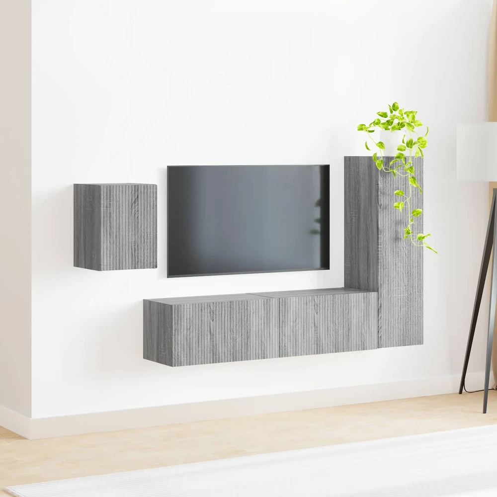 TV staliukas TV spintelių komplektas 4 vnt. Pilka Sonoma Apdirbta mediena