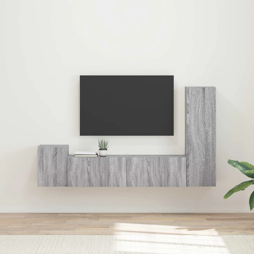TV staliukas TV spintelių komplektas 4 vnt. Pilka Sonoma Apdirbta mediena