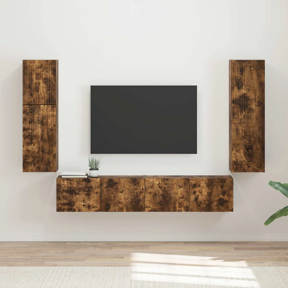 TV staliukas TV spintelių komplektas 4 vnt. Rūkyta ąžuolas Apdirbta mediena