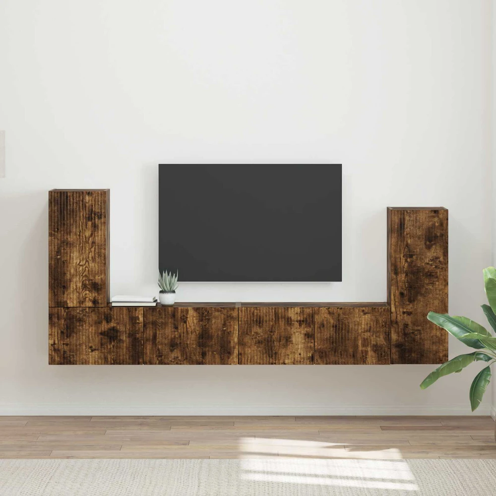 TV staliukas TV spintelių komplektas 4 vnt. Rūkyta ąžuolas Apdirbta mediena