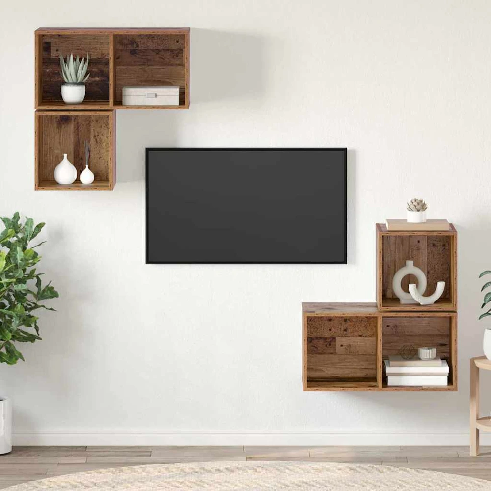 TV staliukas TV spintelių komplektas 4 vnt. Senovinis medis Apdirbta mediena