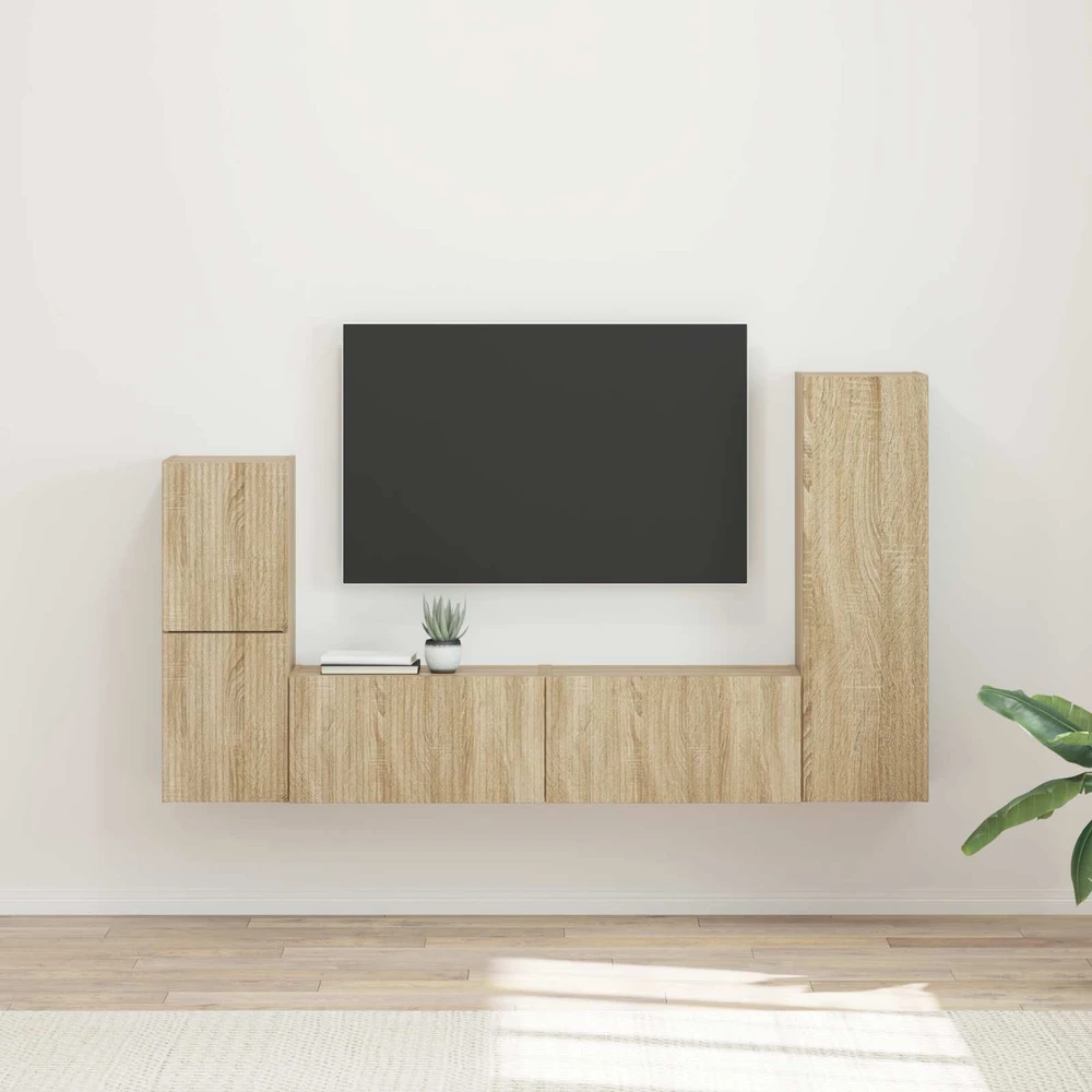 TV staliukas TV spintelių komplektas 4 vnt. Sonoma ąžuolas Apdirbta mediena