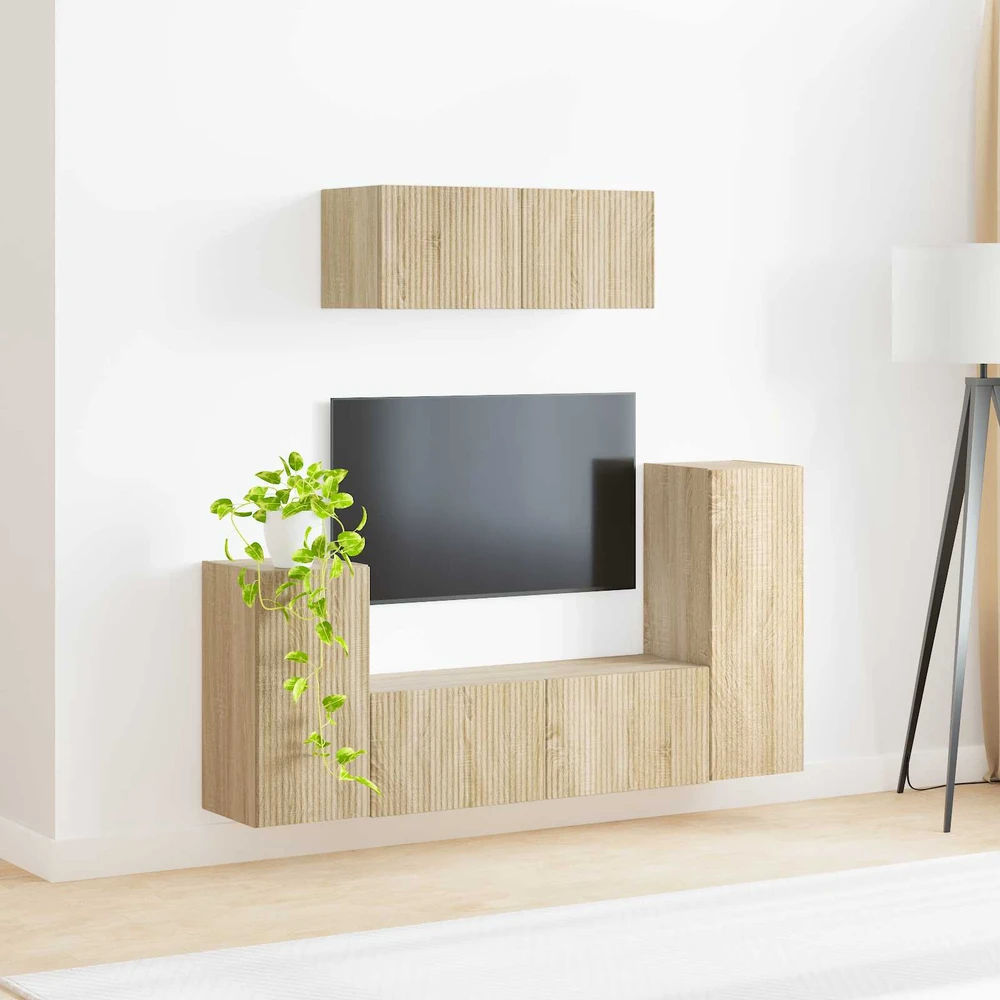 TV staliukas TV spintelių komplektas 4 vnt. Sonoma ąžuolas Apdirbta mediena