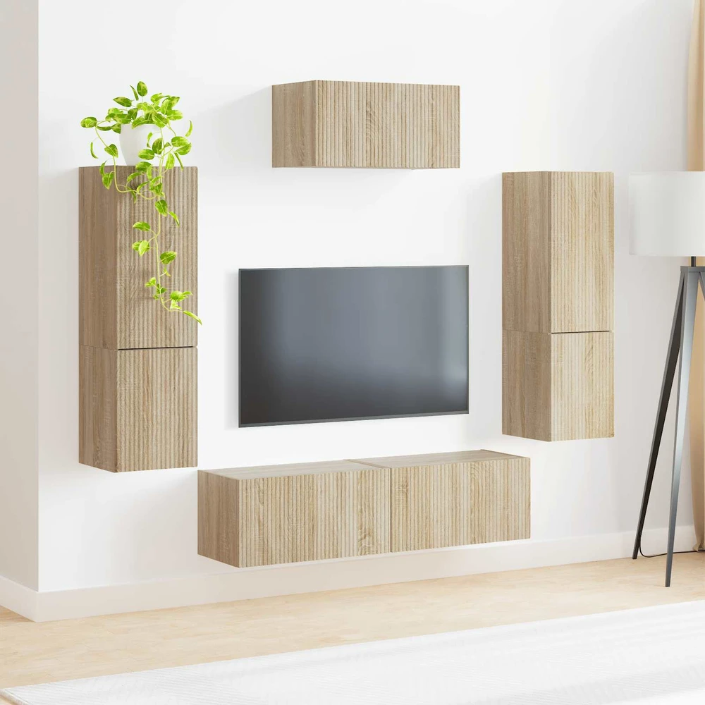 TV staliukas TV spintelių komplektas 4 vnt. Sonoma ąžuolas Apdirbta mediena