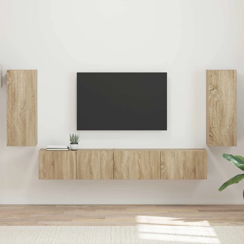 TV staliukas TV spintelių komplektas 4 vnt. Sonoma ąžuolas Apdirbta mediena