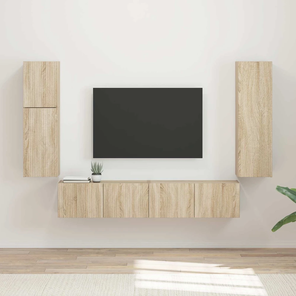 TV staliukas TV spintelių komplektas 4 vnt. Sonoma ąžuolas Apdirbta mediena