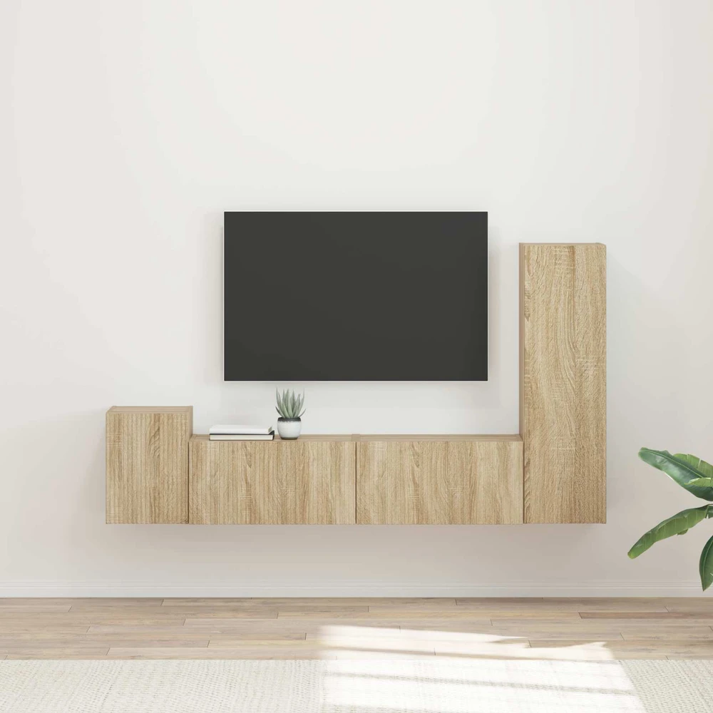 TV staliukas TV spintelių komplektas 4 vnt. Sonoma ąžuolas Apdirbta mediena