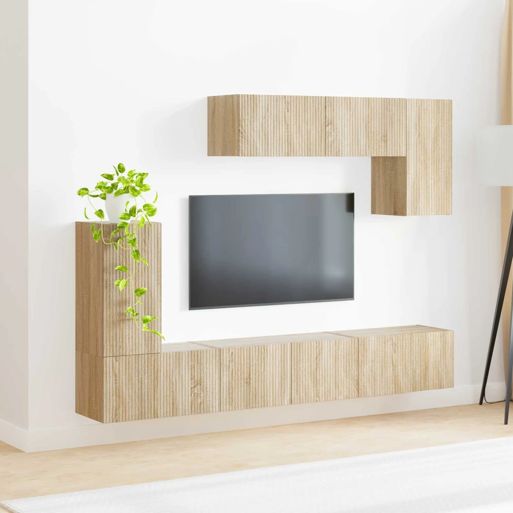TV staliukas TV spintelių komplektas 4 vnt. Sonoma ąžuolas Apdirbta mediena