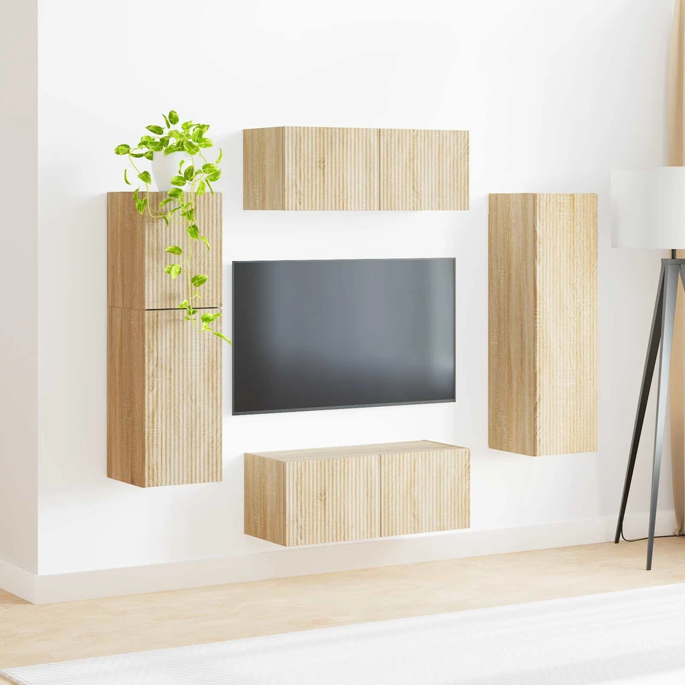 TV staliukas TV spintelių komplektas 4 vnt. Sonoma ąžuolas Apdirbta mediena