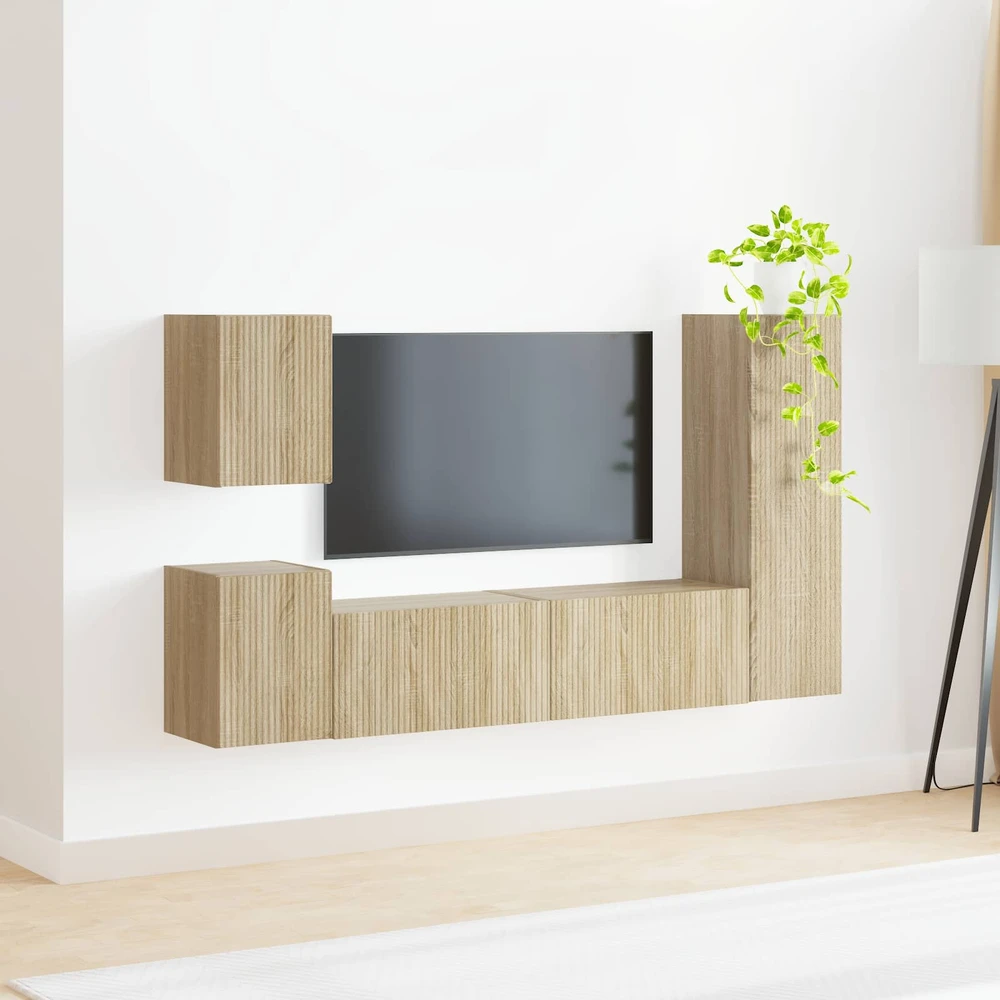 TV staliukas TV spintelių komplektas 4 vnt. Sonoma ąžuolas Apdirbta mediena