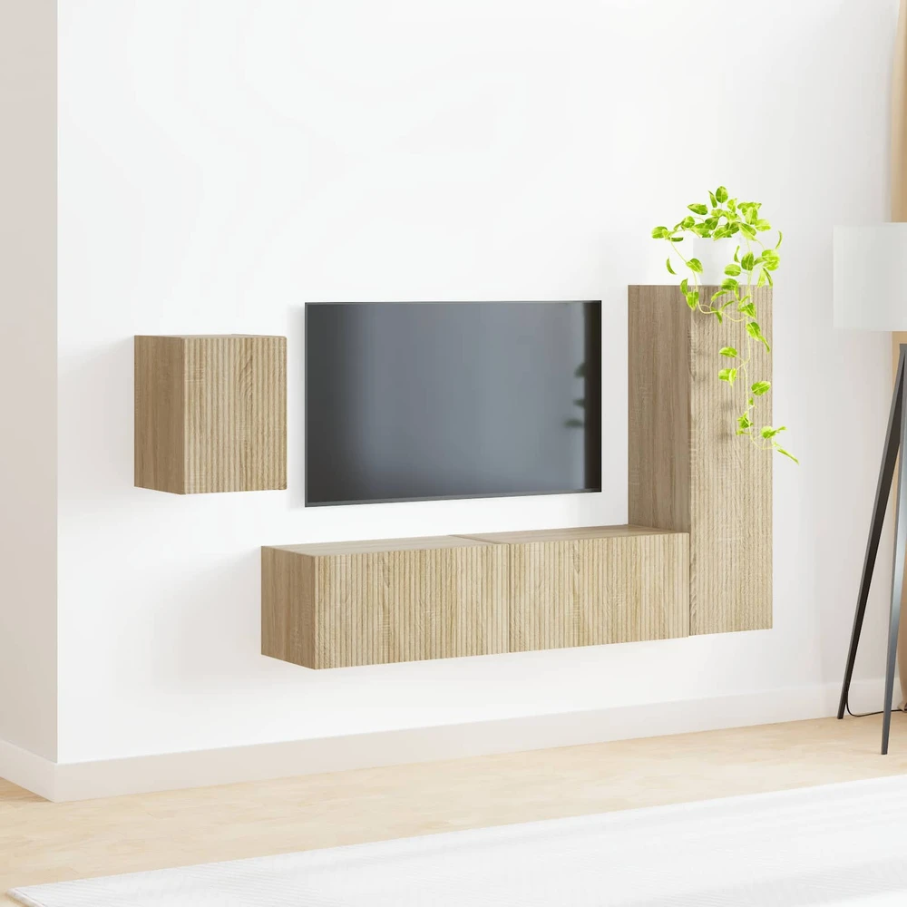 TV staliukas TV spintelių komplektas 4 vnt. Sonoma ąžuolas Apdirbta mediena