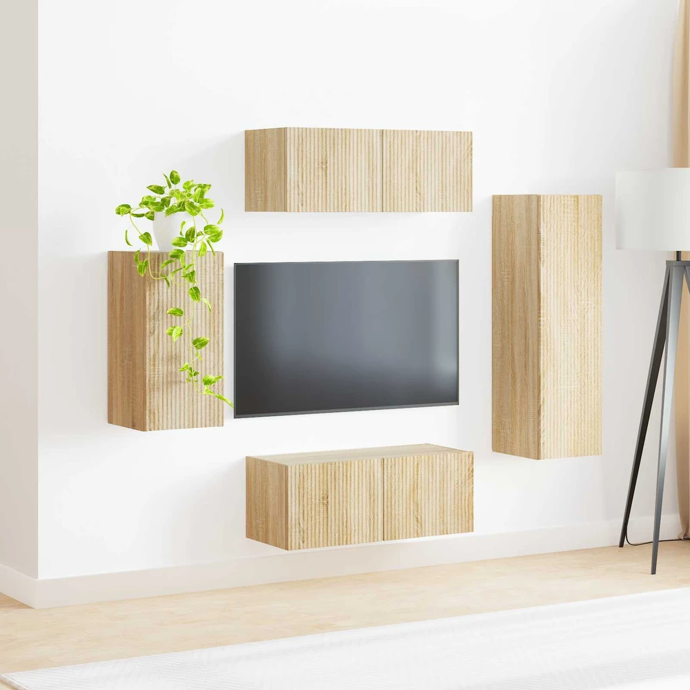 TV staliukas TV spintelių komplektas 4 vnt. Sonoma ąžuolas
