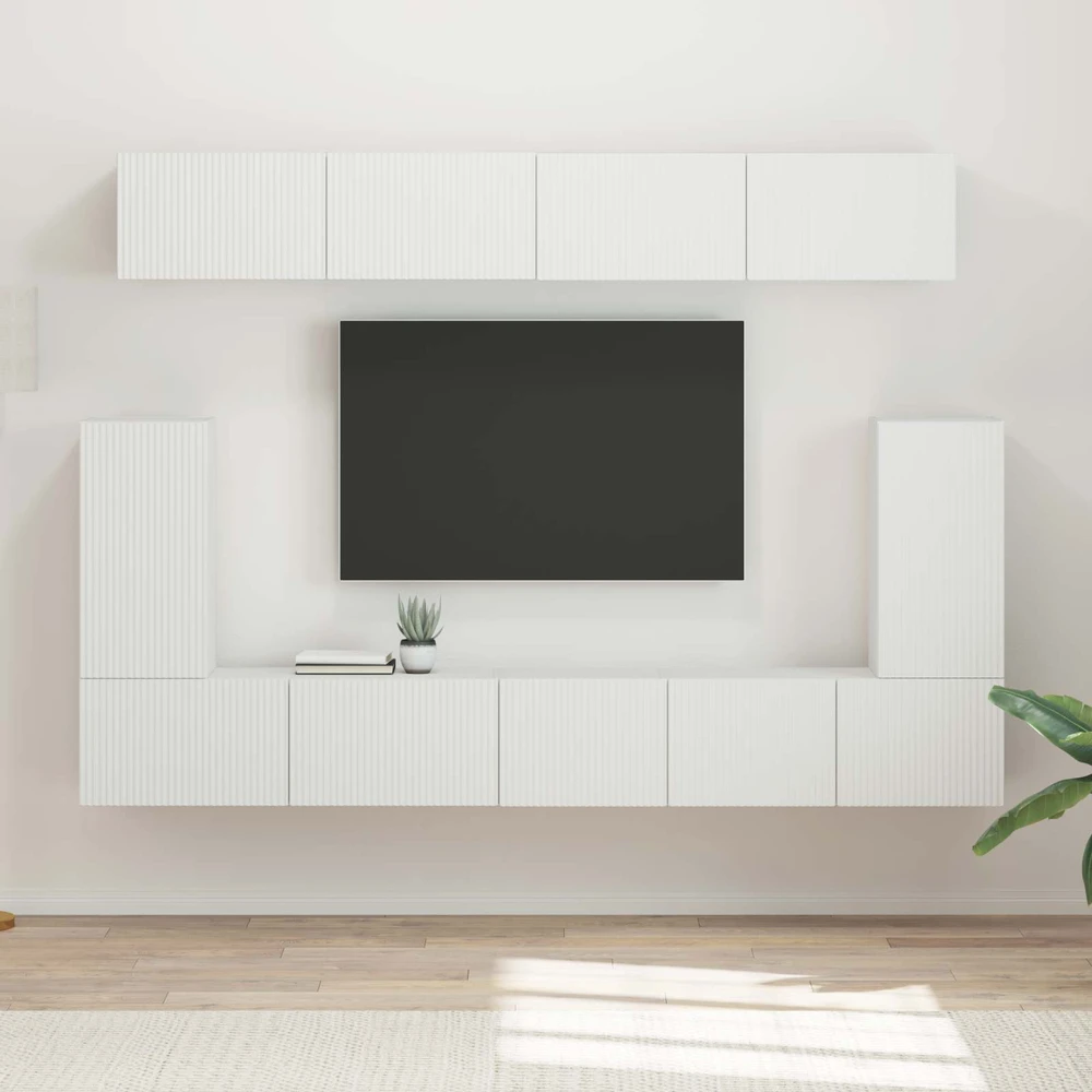 TV staliukas TV spintelių komplektas 5 vnt. Balta Apdirbta mediena