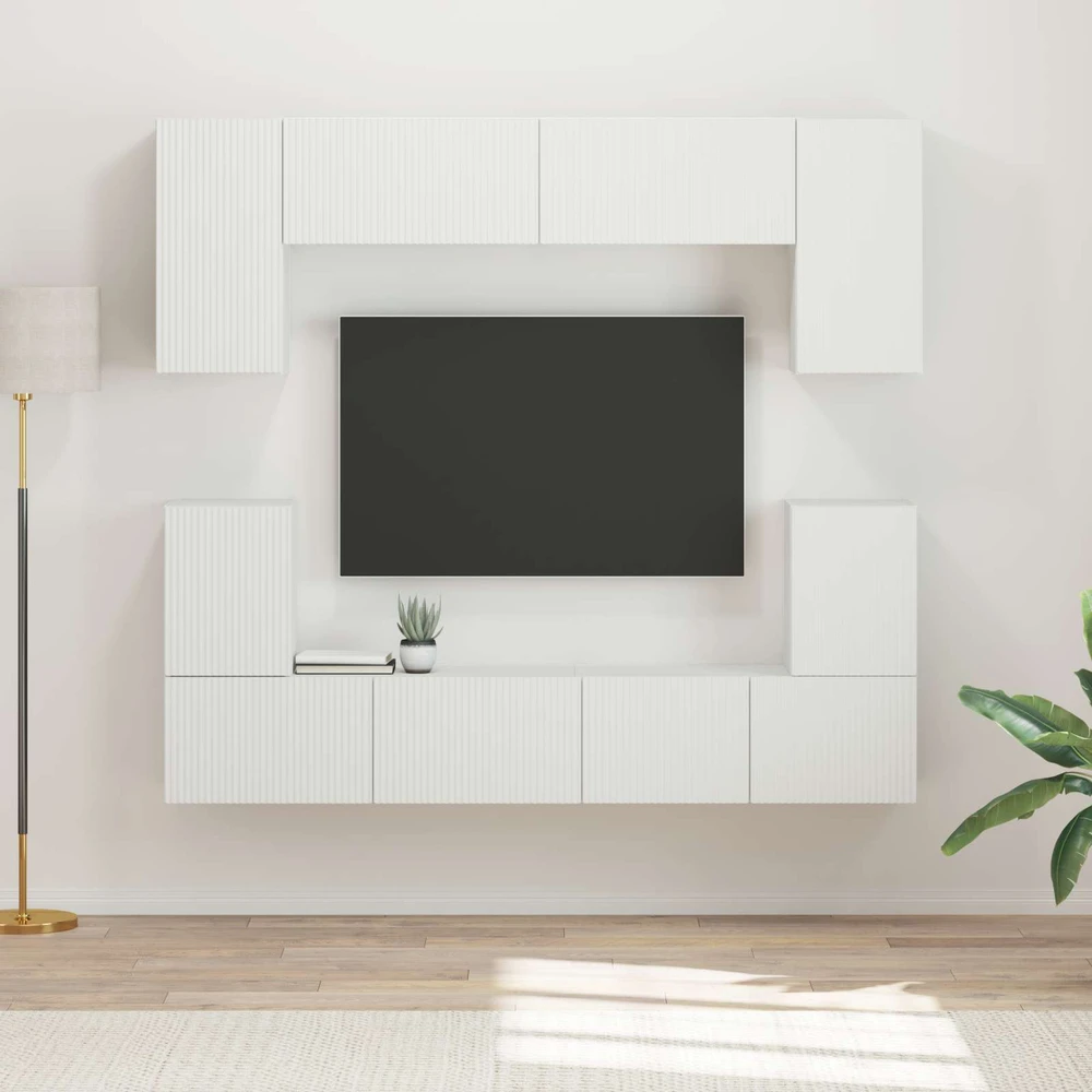 TV staliukas TV spintelių komplektas 5 vnt. Balta Apdirbta mediena