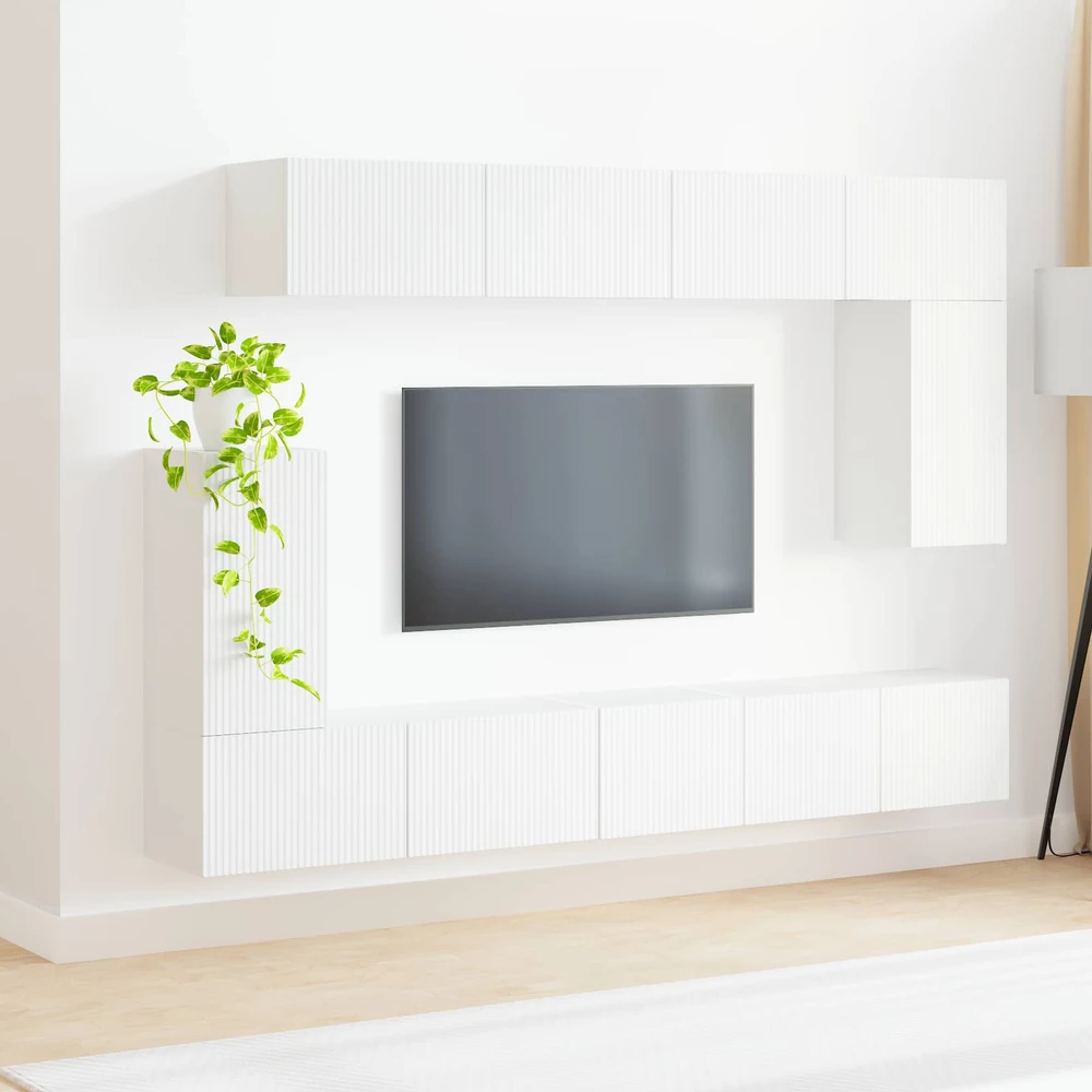 TV staliukas TV spintelių komplektas 5 vnt. Balta Apdirbta mediena