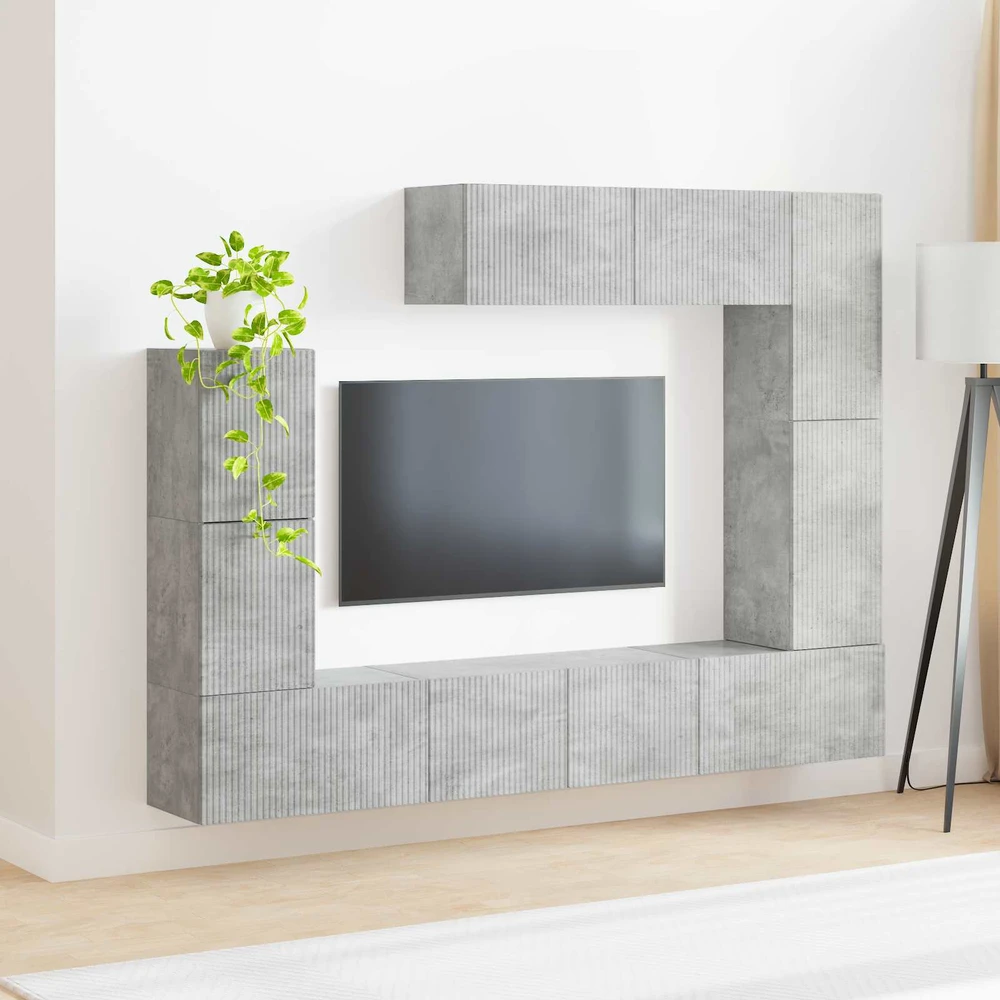 TV staliukas TV spintelių komplektas 5 vnt. Betono pilka Apdirbta mediena