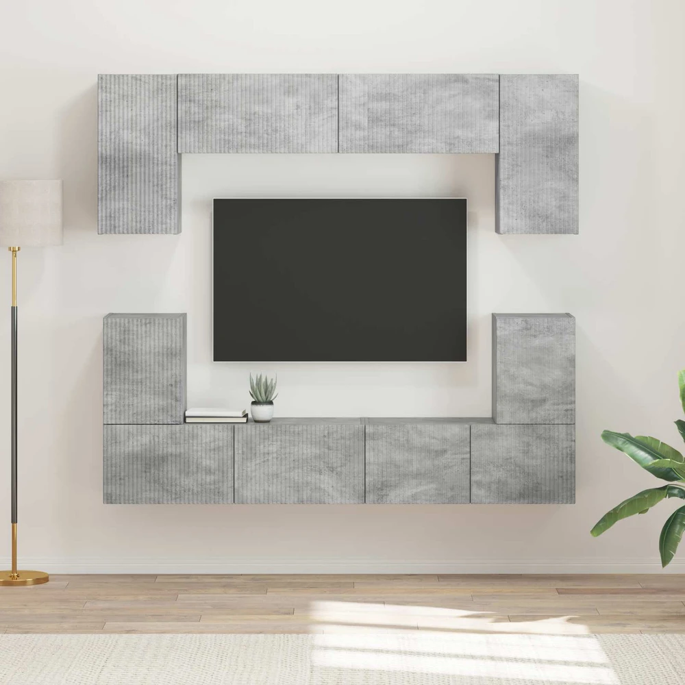 TV staliukas TV spintelių komplektas 5 vnt. Betono pilka Apdirbta mediena