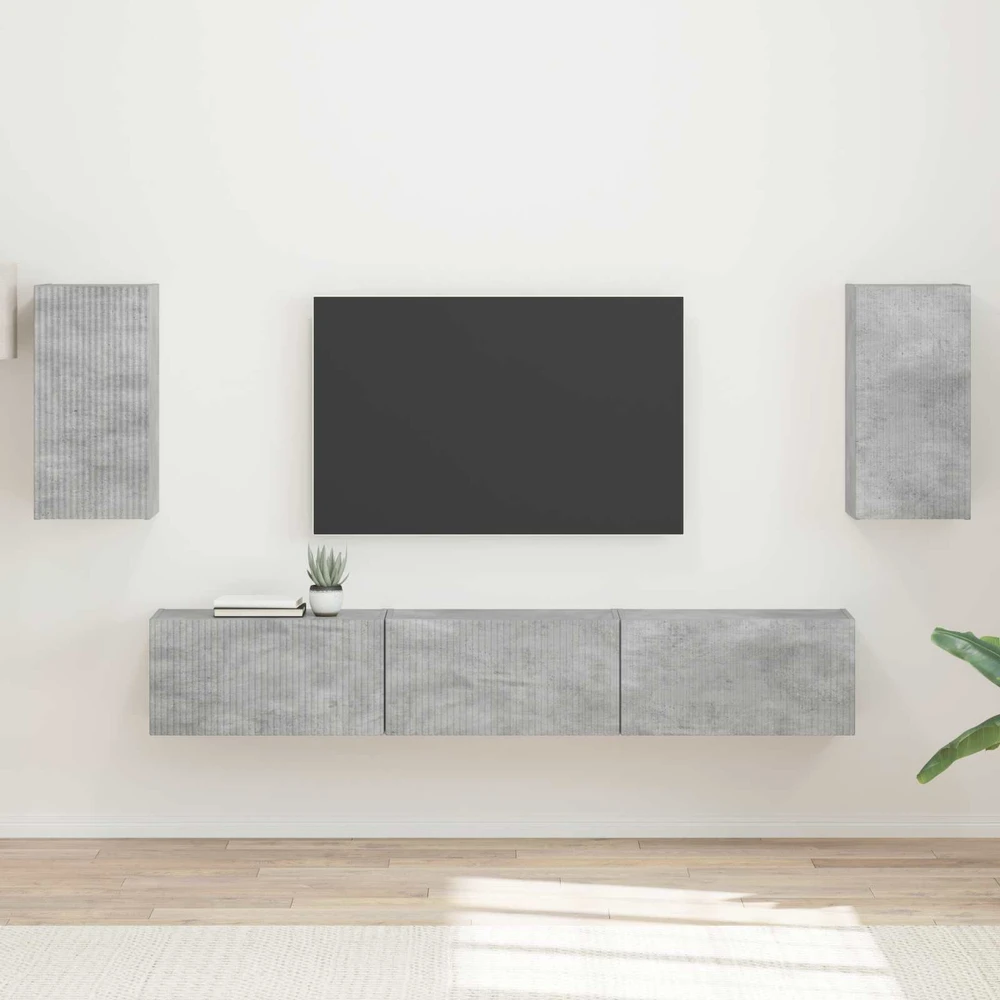 TV staliukas TV spintelių komplektas 5 vnt. Betono pilka Apdirbta mediena