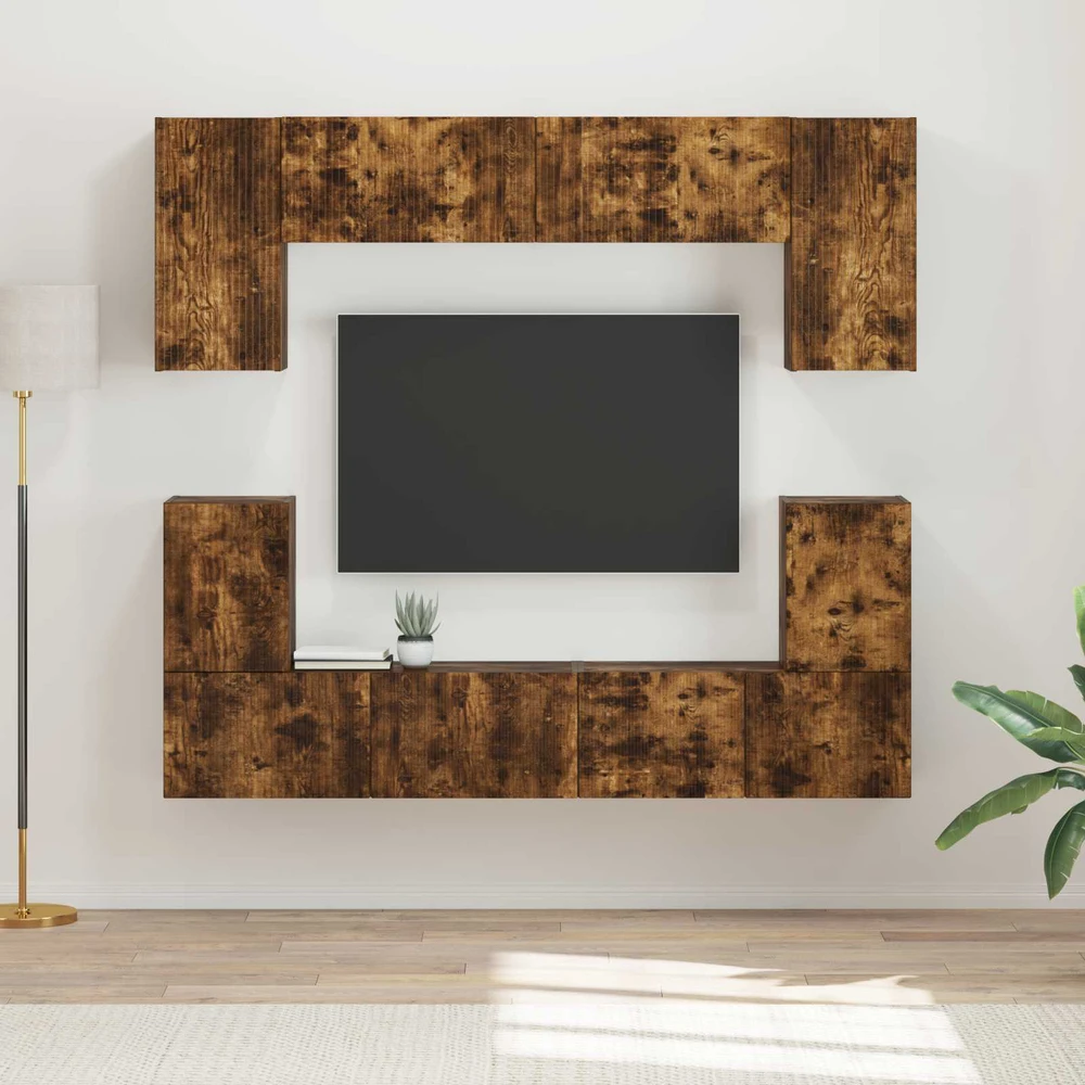 TV staliukas TV spintelių komplektas 5 vnt. Rūkyta ąžuolas Apdirbta mediena