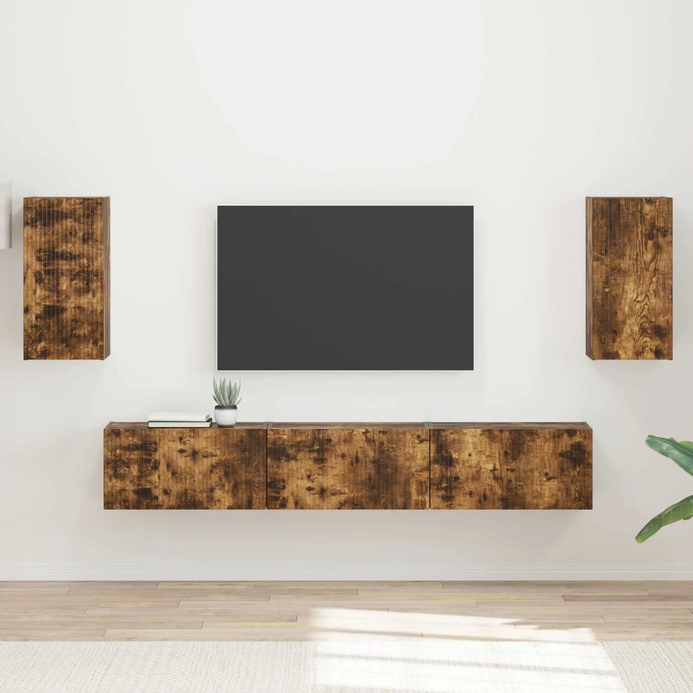 TV staliukas TV spintelių komplektas 5 vnt. Rūkyta ąžuolas Apdirbta mediena