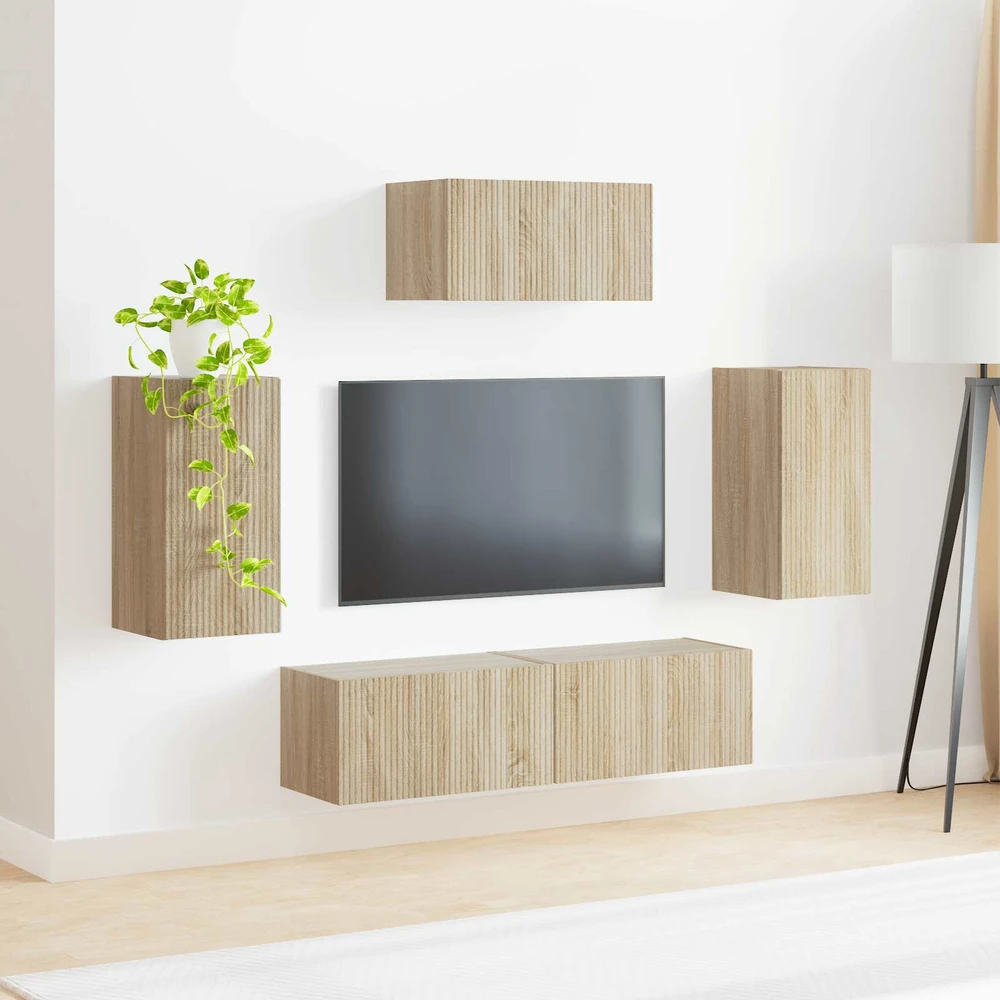 TV staliukas TV spintelių komplektas 5 vnt. Sonoma ąžuolas Apdirbta mediena