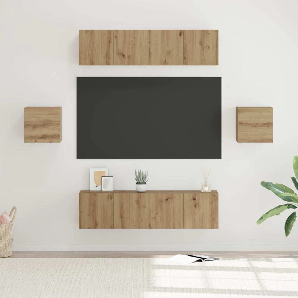 TV staliukas TV spintelių komplektas 6 vnt. Amatininkų ąžuolas