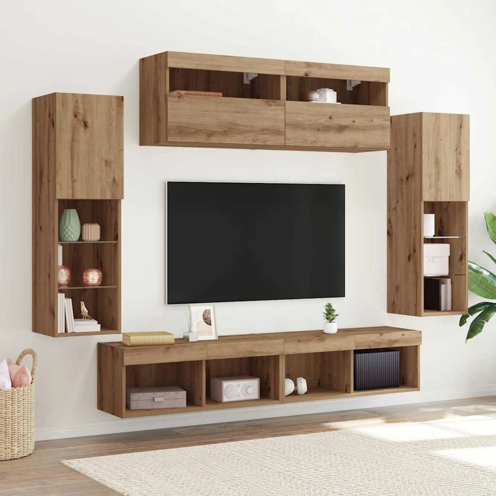 TV staliukas TV spintelių komplektas 6 vnt. artisano ąžuolo Apdirbta mediena