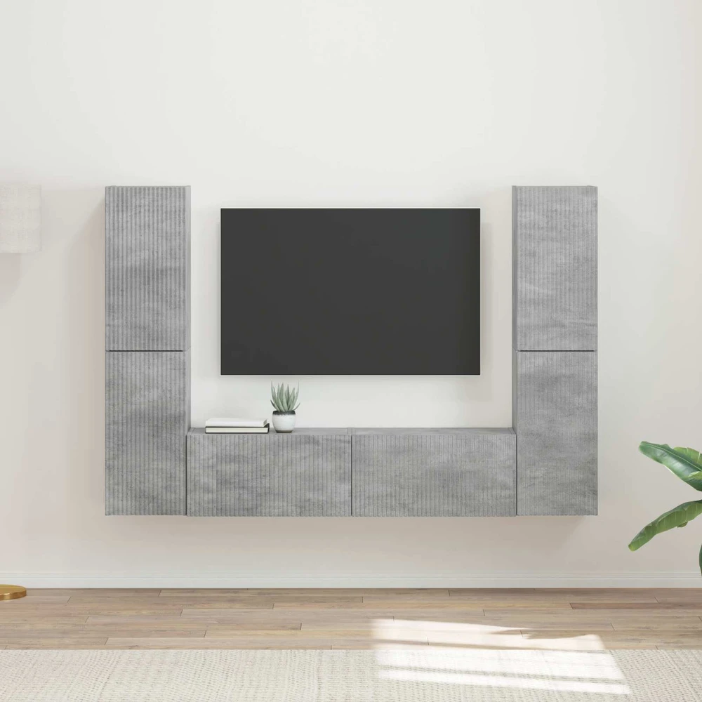 TV staliukas TV spintelių komplektas 6 vnt. Betono pilka Apdirbta mediena