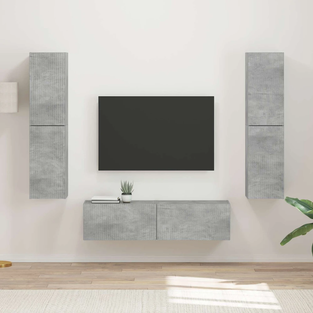 TV staliukas TV spintelių komplektas 6 vnt. Betono pilka Apdirbta mediena
