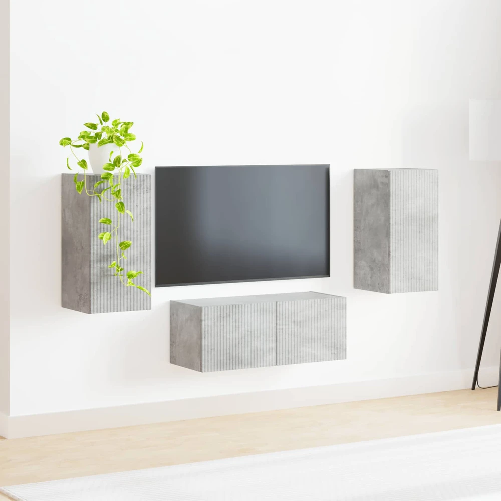 TV staliukas TV spintelių komplektas 6 vnt. Betono pilka Apdirbta mediena