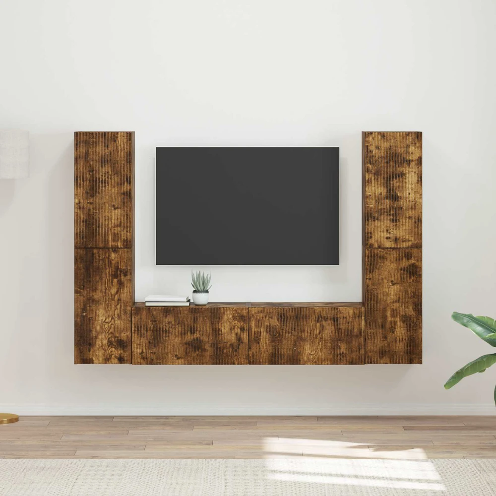 TV staliukas TV spintelių komplektas 6 vnt. Dūminio ąžuolo Apdirbta mediena