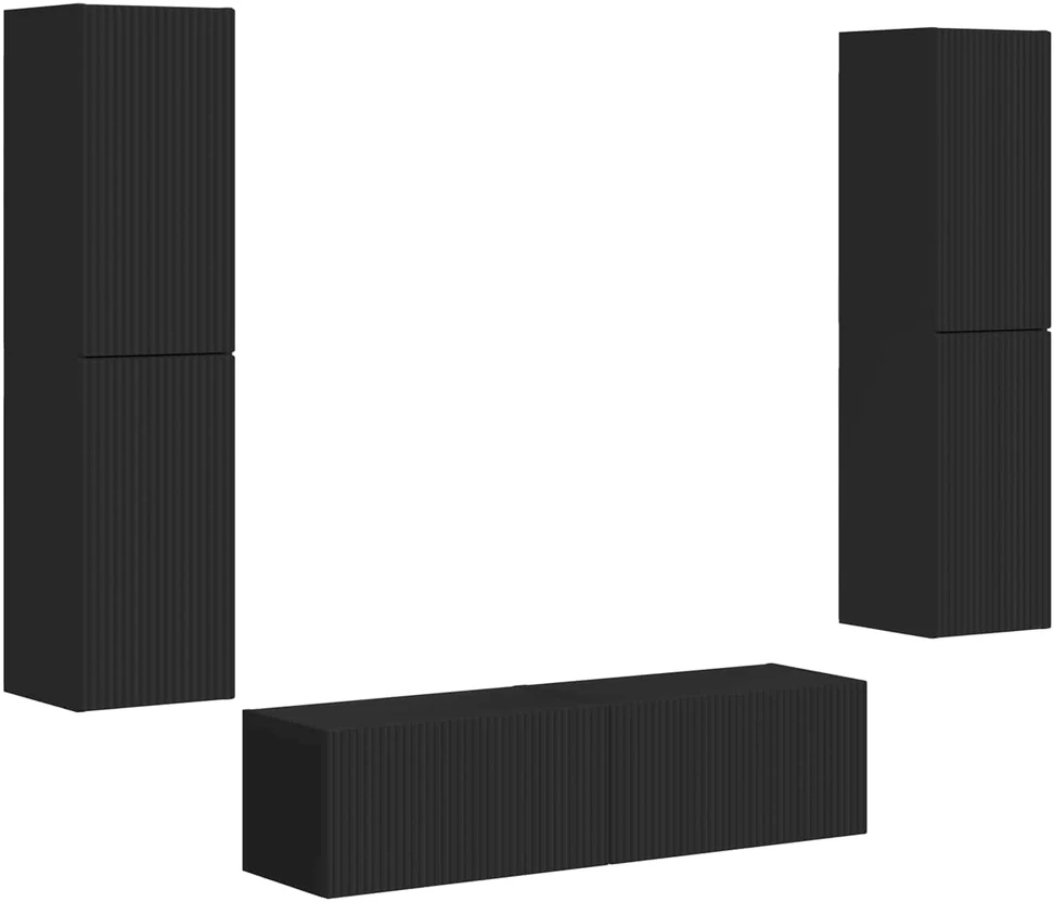 TV staliukas TV spintelių komplektas 6 vnt. Juoda Apdirbta mediena