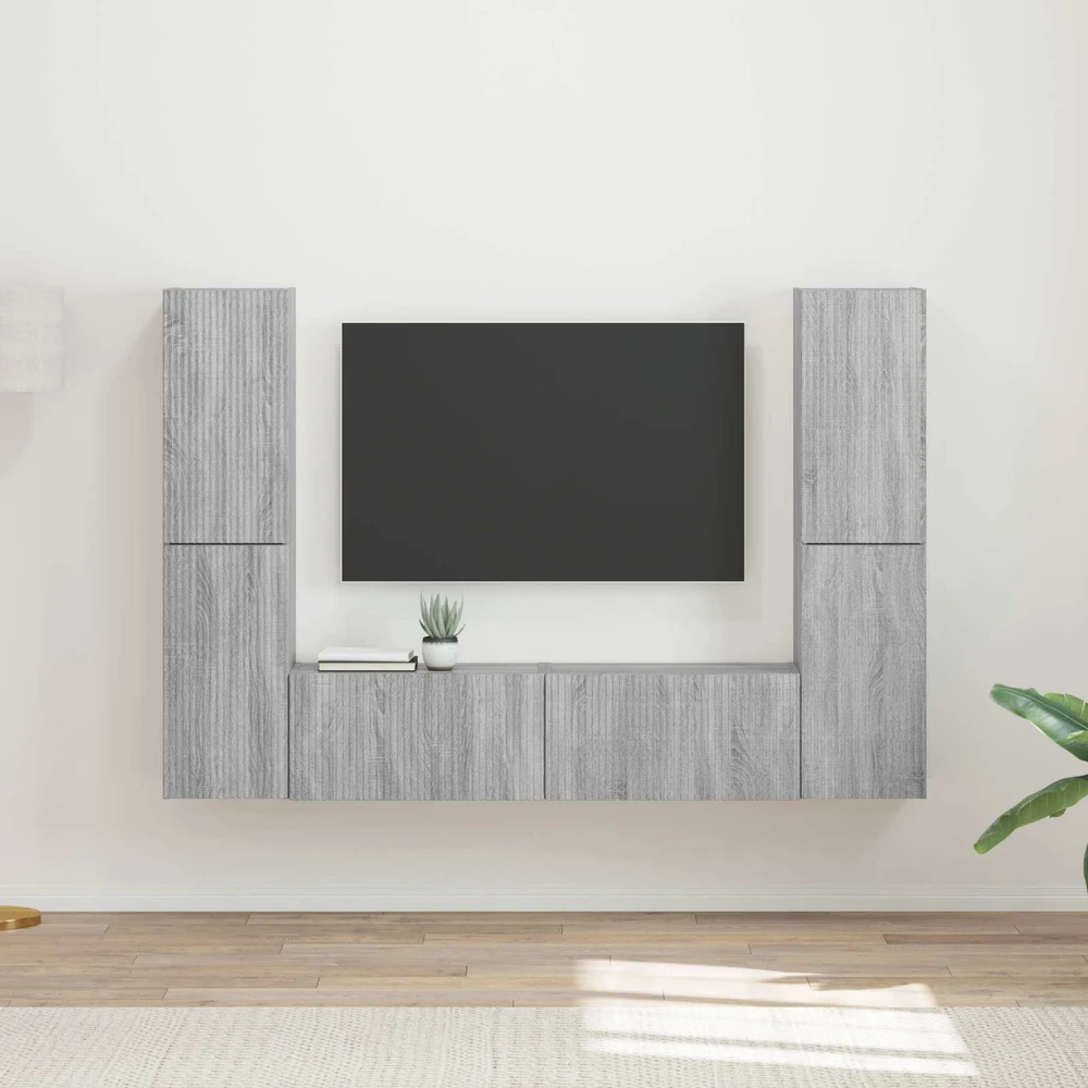 TV staliukas TV spintelių komplektas 6 vnt. Pilka Sonoma Apdirbta mediena