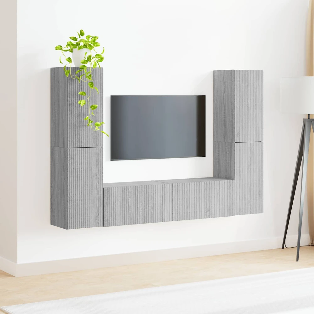 TV staliukas TV spintelių komplektas 6 vnt. Pilka Sonoma Apdirbta mediena