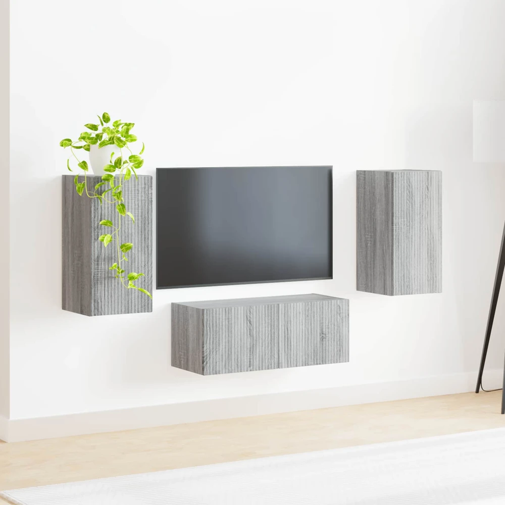 TV staliukas TV spintelių komplektas 6 vnt. Pilka Sonoma Apdirbta mediena