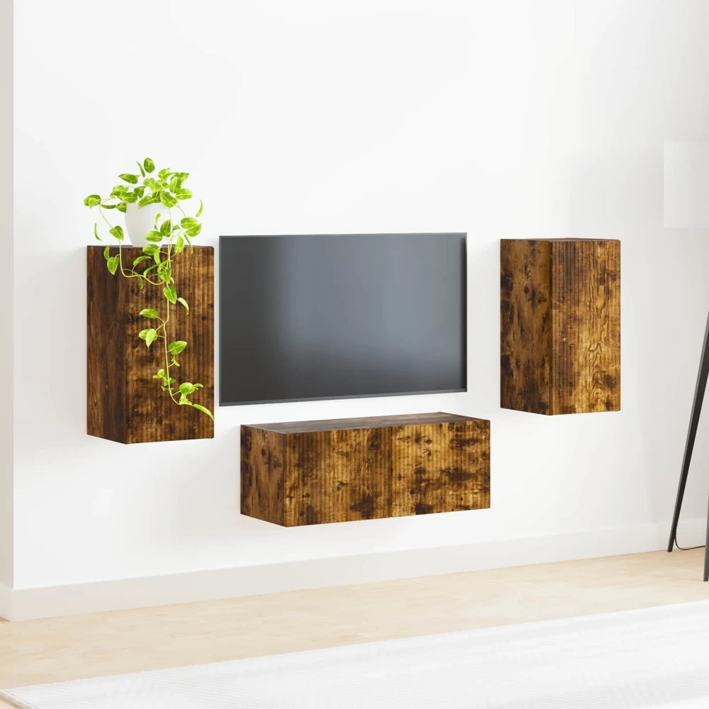 TV staliukas TV spintelių komplektas 6 vnt. Rūkyta ąžuolas Apdirbta mediena